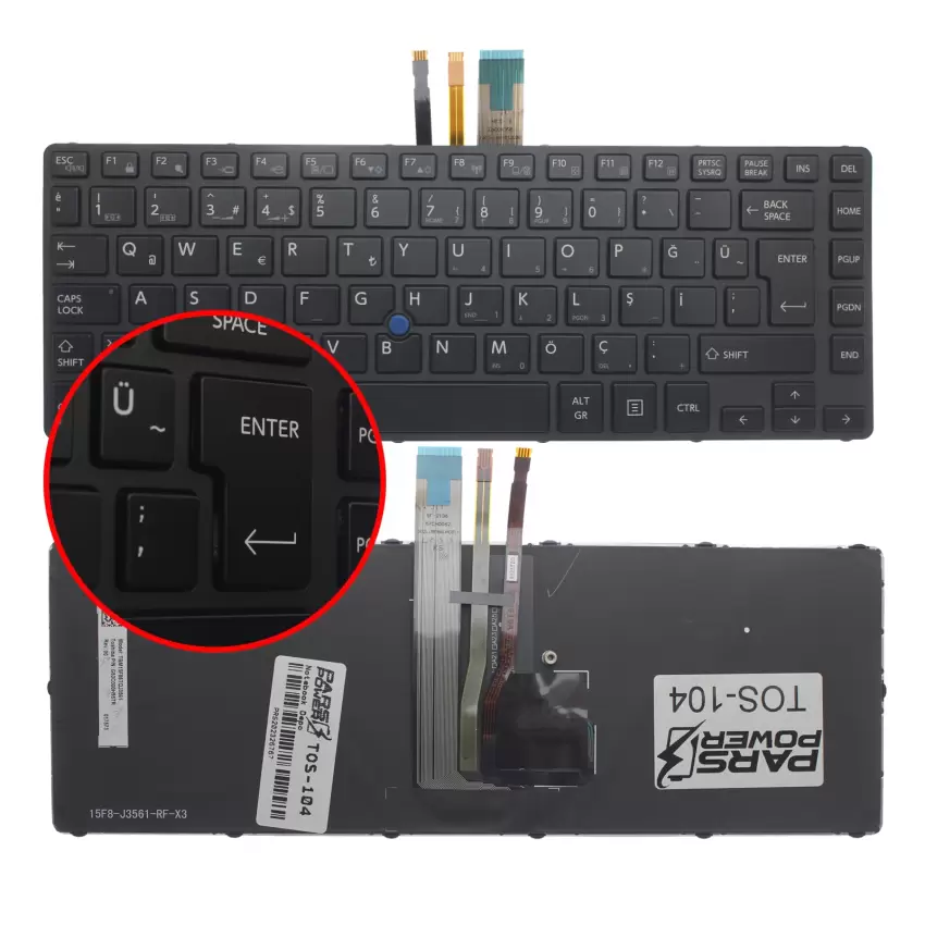Toshiba Portege R30-C, R30T-C Serisi Klavye Işıklı (Siyah TR)