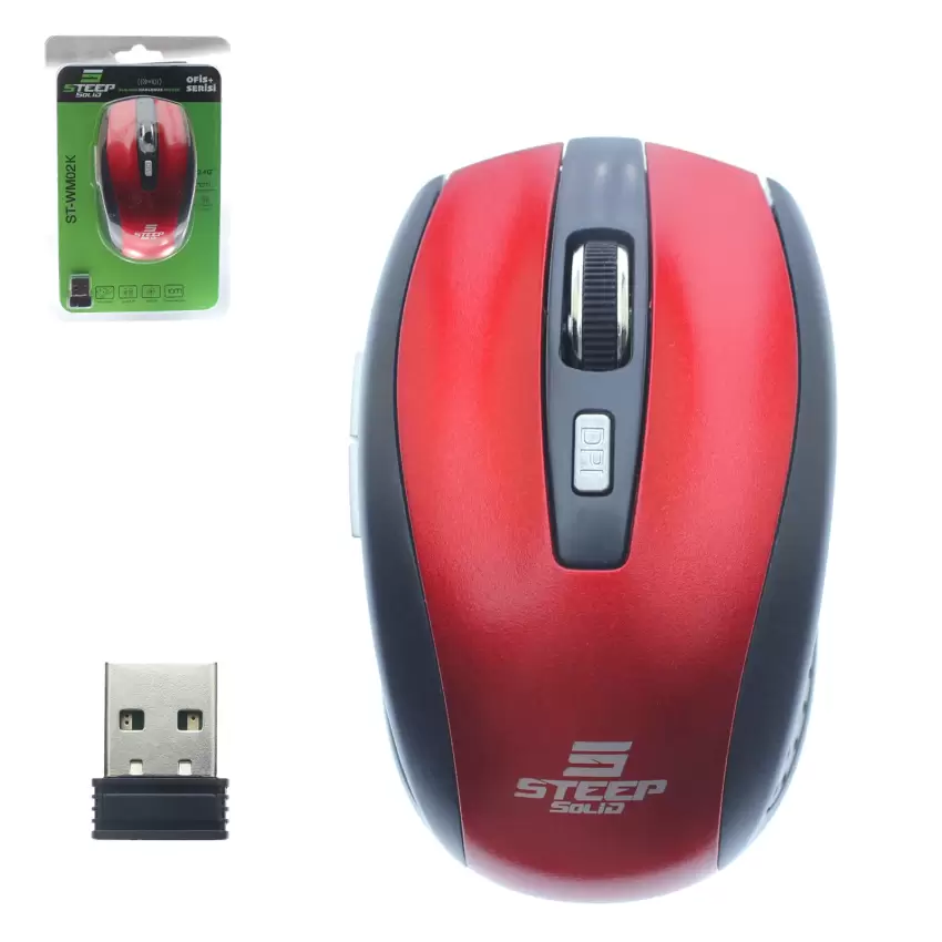 Steep Solid ST-WM02K Optik Kablosuz Wireless Mouse (Kırmızı)