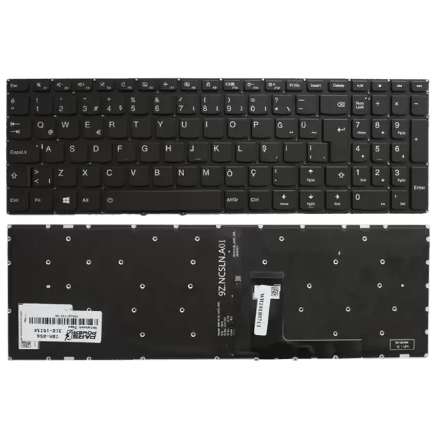 Lenovo V310 80T300T6TX, 80T300TETX Notebook Klavye Işıklı (Siyah TR)