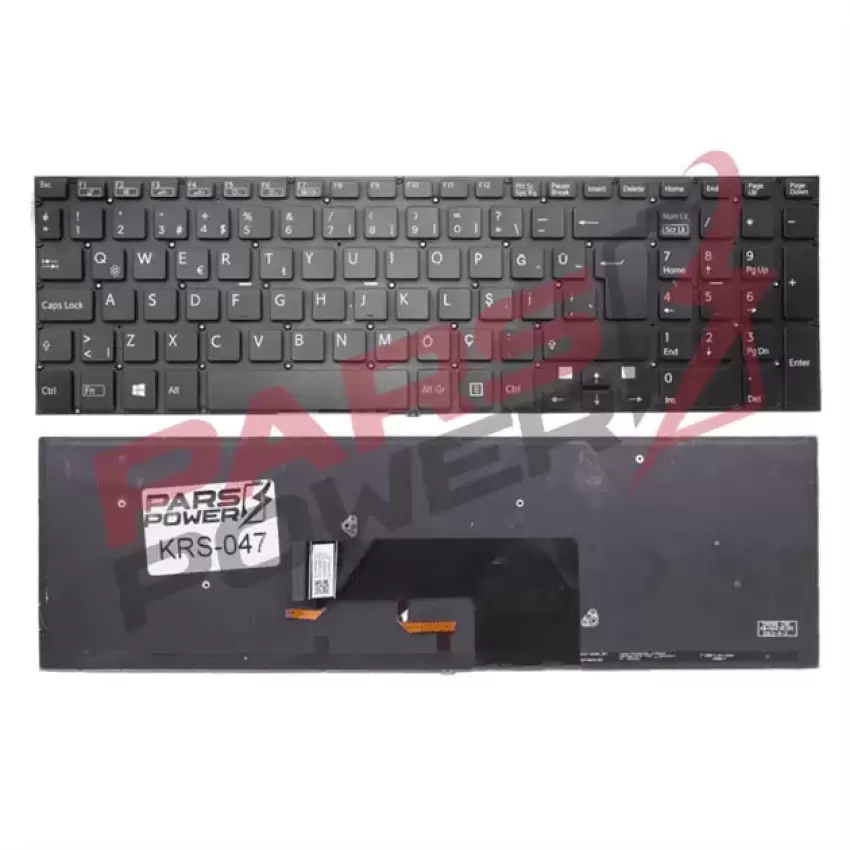 Sony Vaio Fit SVF1521W4E, SVF1521WST Notebook Klavye Işıklı (Siyah TR)