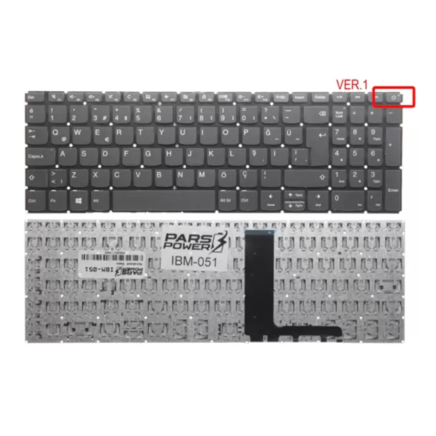 Lenovo V15-ADA 82C7800TTF01, 82C7800TTF02 Klavye (Füme TR)