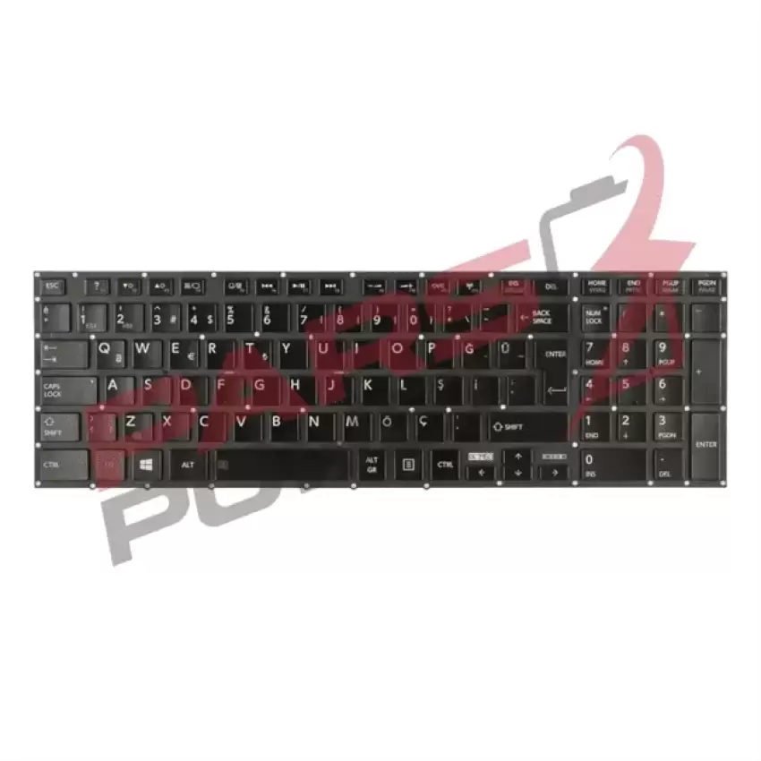 Toshiba Satellite P50-A-14E, P50-A-14R Notebook Klavye Işıklı (Siyah TR)