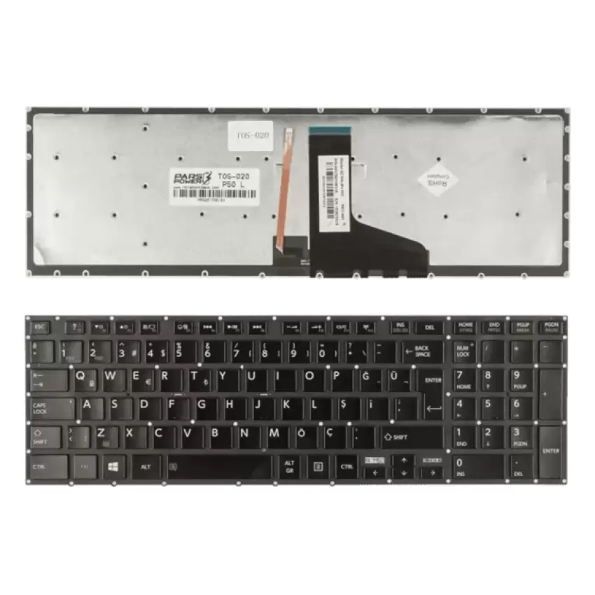 Toshiba Satellite P50-B-116, P50-B-117 Notebook Klavye Işıklı (Siyah TR)