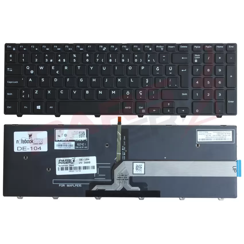 Dell Inspiron 5558 B20W81C, 5558 B50F162C Notebook Klavye Işıklı (Siyah TR)