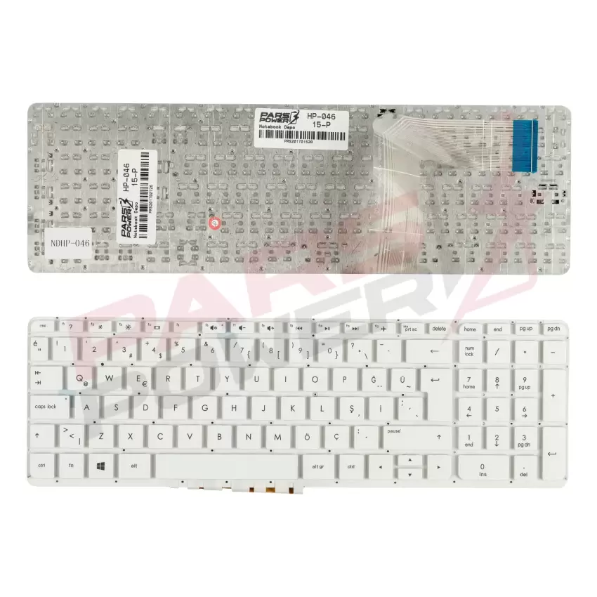 HP Pavilion 15-p208nt, 15-p209nt, 15-p210nt Notebook Klavye (Beyaz TR)