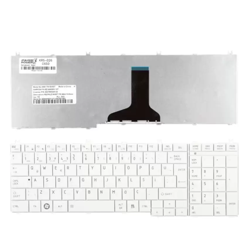 Toshiba Satellite L750-1ML, L750-1MM Notebook Klavye (Beyaz TR)