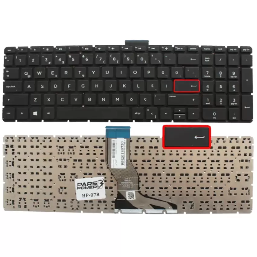 HP PK131CR1A00, PK131CR1A18, PK131CR2A00 Notebook Klavye Küçük Enter (Siyah TR)