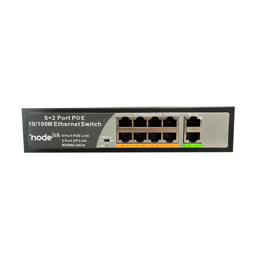 Node Link Power Beam NDL-PB100P8 8+2 10/100 Metal Kasa Kamera Ethernet POE Switch