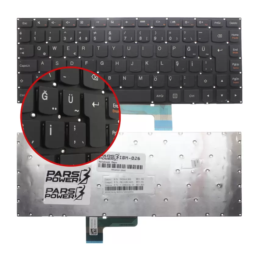 Lenovo Yoga 2 13, Yoga 3 14 Notebook Klavye (Siyah TR)
