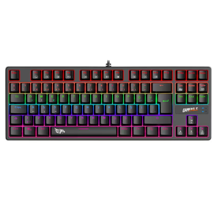 Gameagle Fullflex MK-89X1R Rainbow Aydınlatmalı Oyuncu Gamer Gerçek Mekanik Işıklı Klavye Türkçe Q (Red Switch)