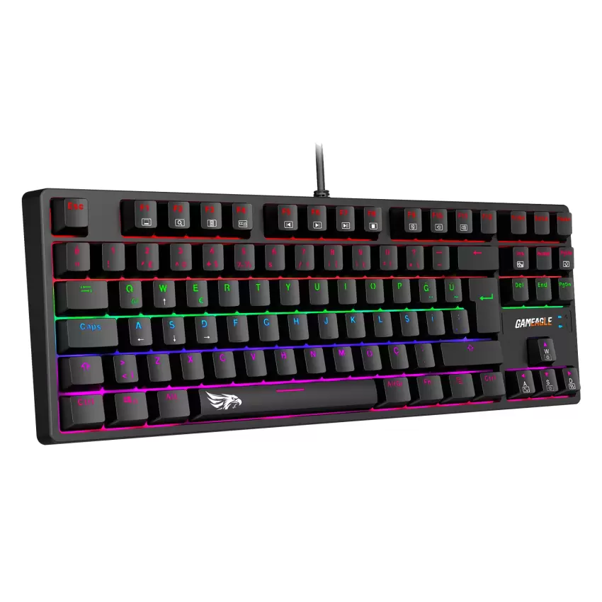 Gameagle Fullflex MK-89X1R Rainbow Aydınlatmalı Oyuncu Gamer Gerçek Mekanik Işıklı Klavye Türkçe Q (Red Switch)