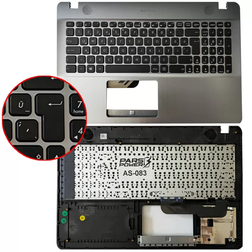 Asus X541S, X541SA, X541SC, X541U Notebook Klavye Kasalı (Siyah TR)