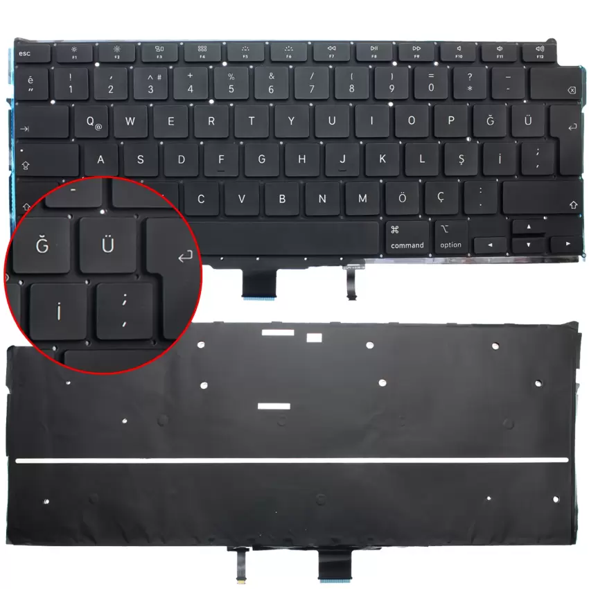 Apple MacBook Air M1 A2337 (EMC 3598) Klavye Işıklı (Siyah TR)