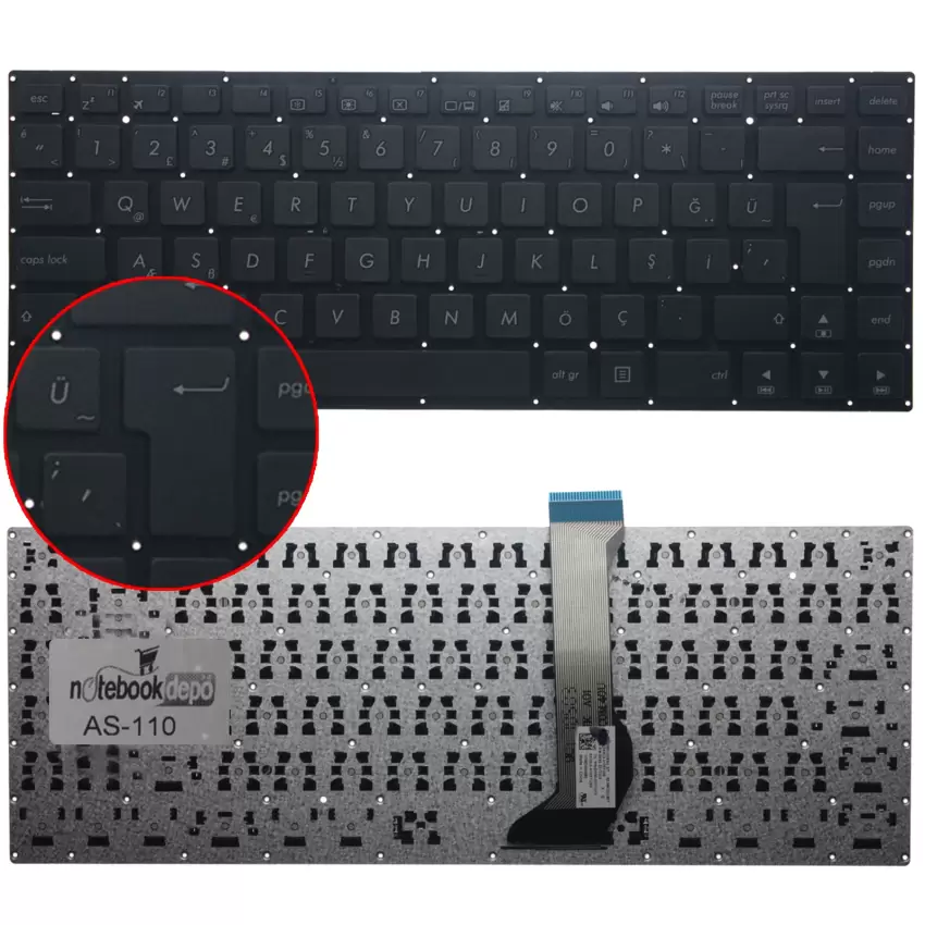 Asus VivoBook E402SA, E402NA, E402MA Klavye (Siyah TR)