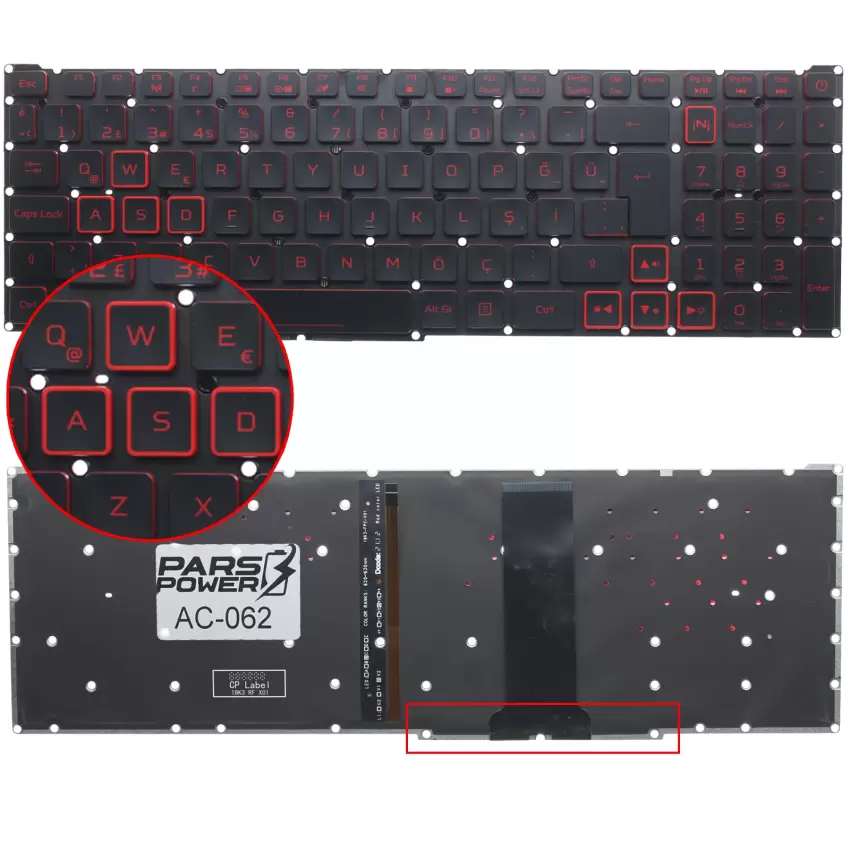Acer Nitro 5 AN515-43-R3NH Klavye Işıklı (Siyah TR)