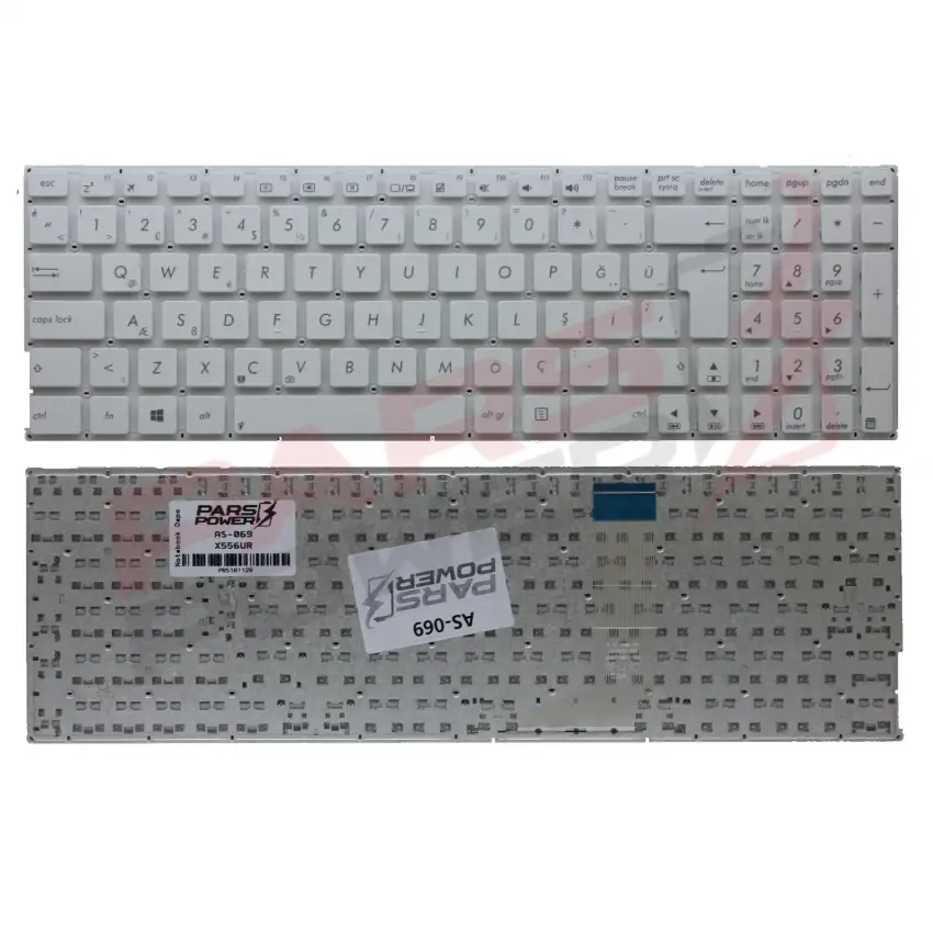 Asus X556UF Uyumlu Notebook Klavyesi (Beyaz TR)