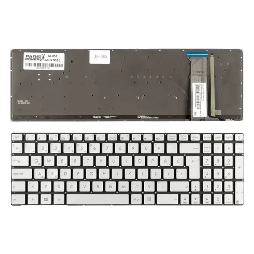 Asus ROG GL552VX, GL752, GL752V, GL752VL Notebook Klavye Işıklı (Gümüş TR)