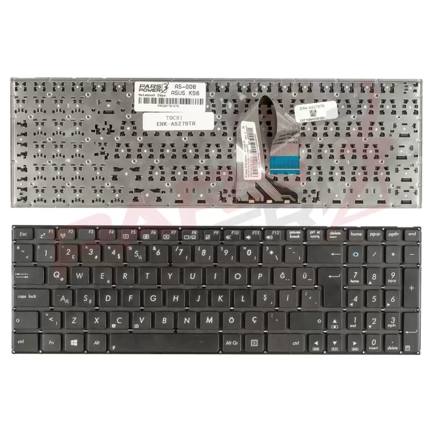 Asus A56C, K56C, S56C, R505C Notebook Klavye (Siyah TR)