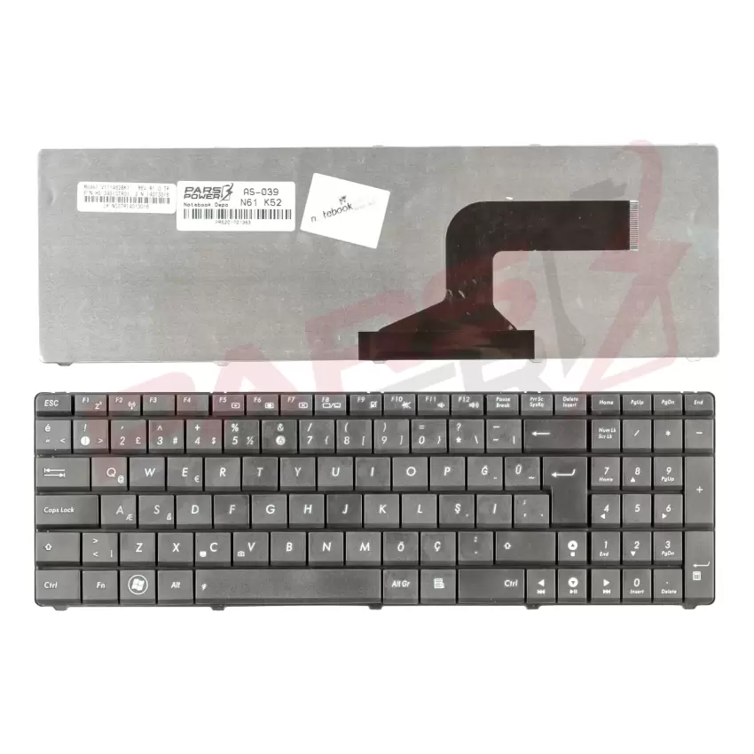 Asus K53SV, Pro61Q, Pro61S, Pro61Z Notebook Klavye (Siyah TR)