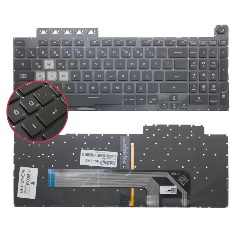 Asus TUF Gaming A17 FA706IU-AU206 Klavye Işıklı (Siyah TR)