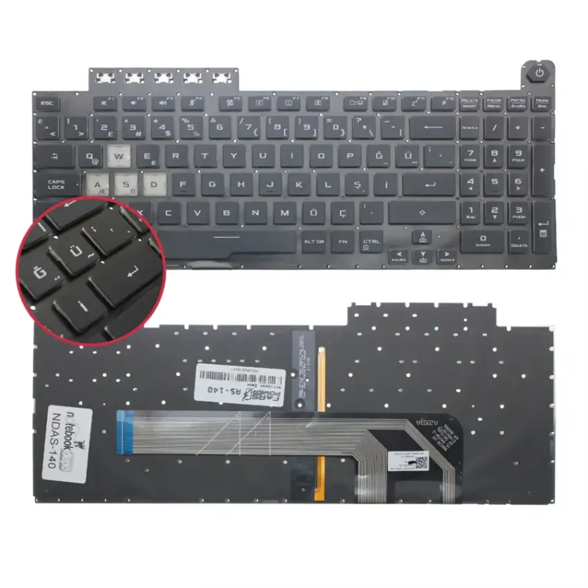 Asus TUF Gaming F15 FX506HF-HN028W Klavye Işıklı (Siyah TR)