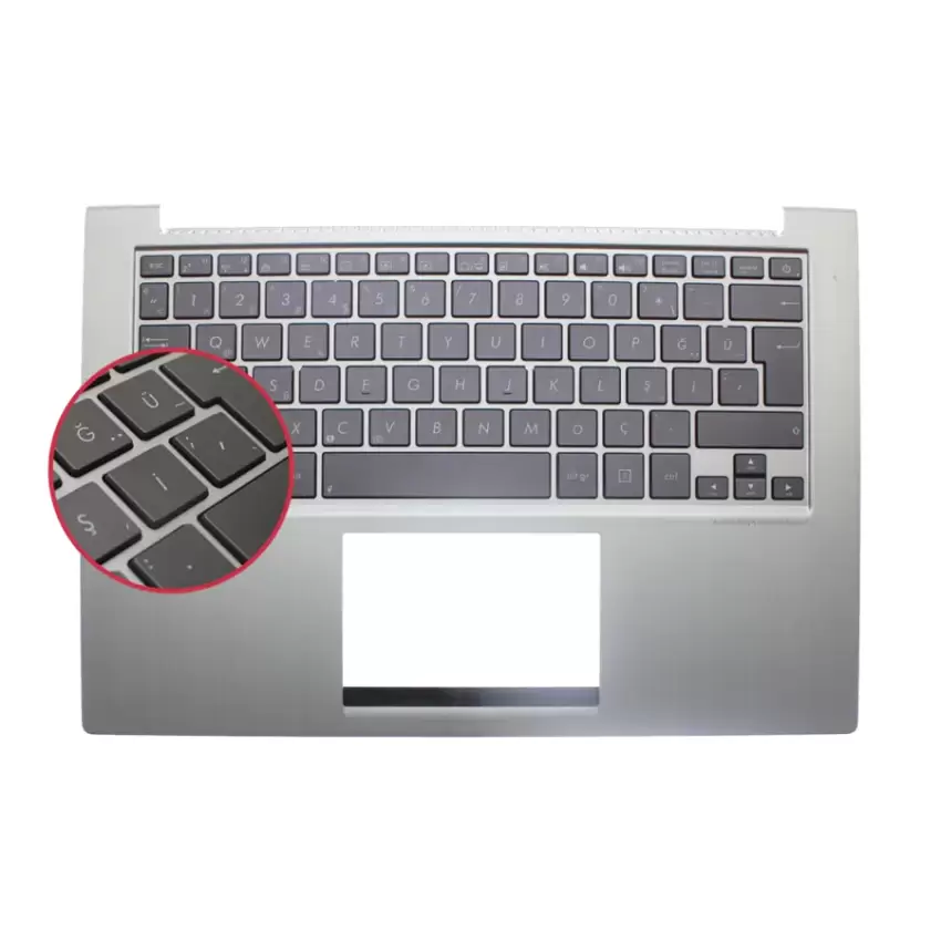 Asus ZenBook BX32, UX32 Üst Kasalı Klavye (Gümüş TR)