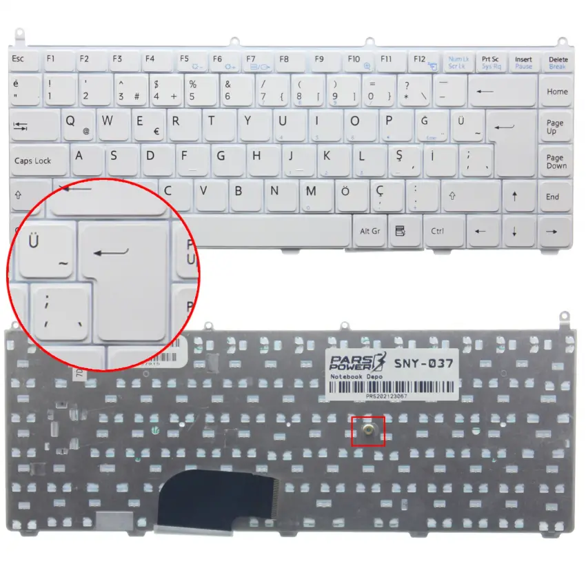 Sony Vaio VGN-AR11B, VGN-AR11M, VGN-AR11S Notebook Klavye (Beyaz TR)
