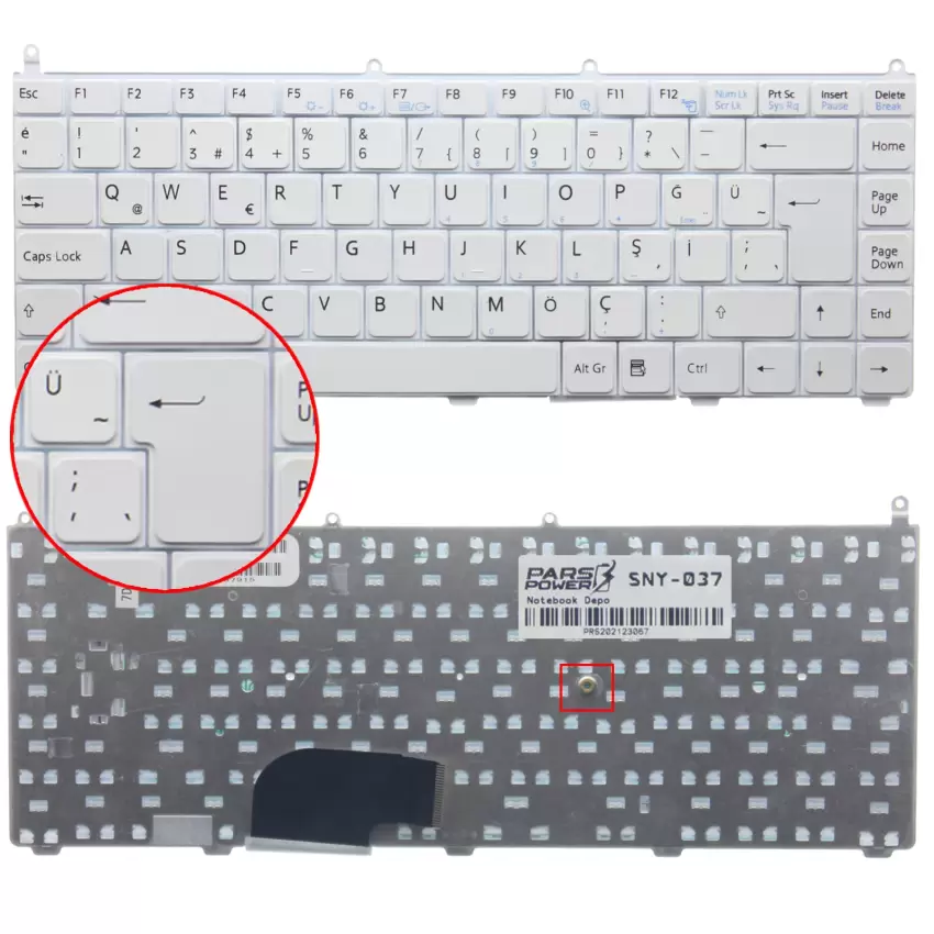 Sony Vaio VGN-AR61M, VGN-AR61S, VGN-AR71E Notebook Klavye (Beyaz TR)