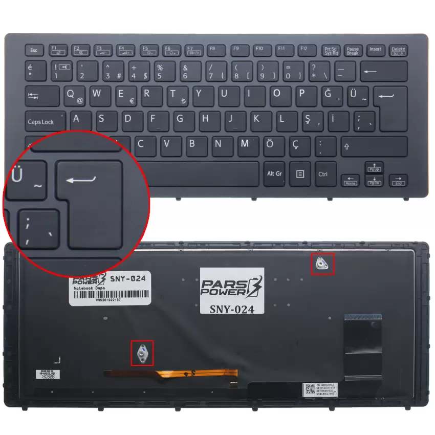 Sony Vaio SVF15N1L2E, SVF15N1L2ES Klavye Işıklı (Siyah TR)