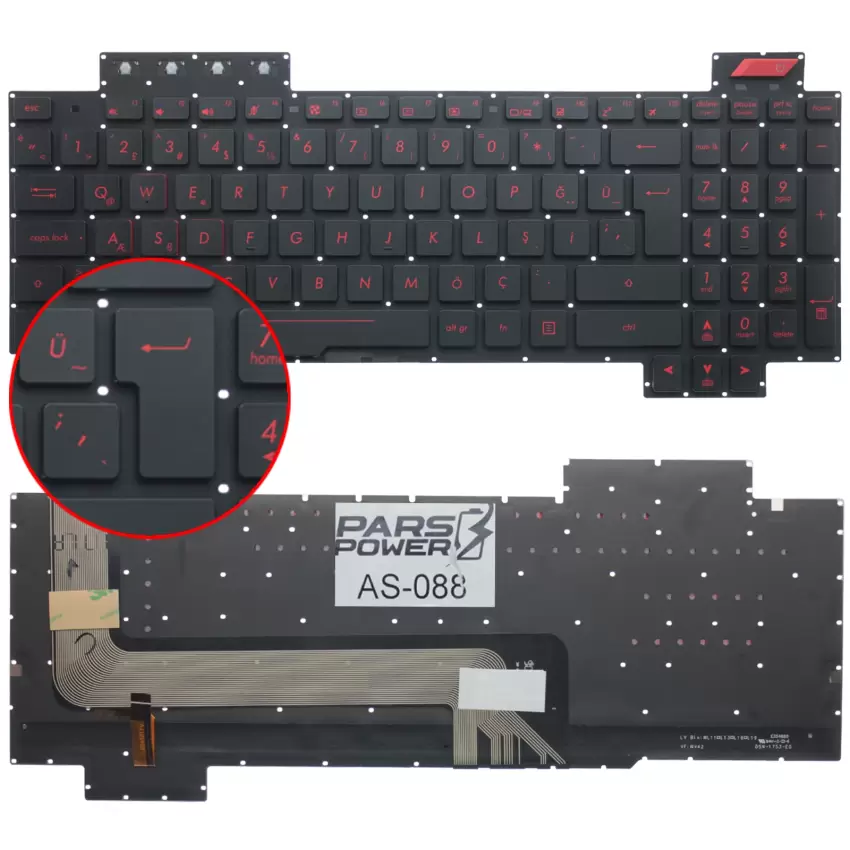 Asus ROG FX503VD, FX503VM Klavye Işıklı (Siyah TR)