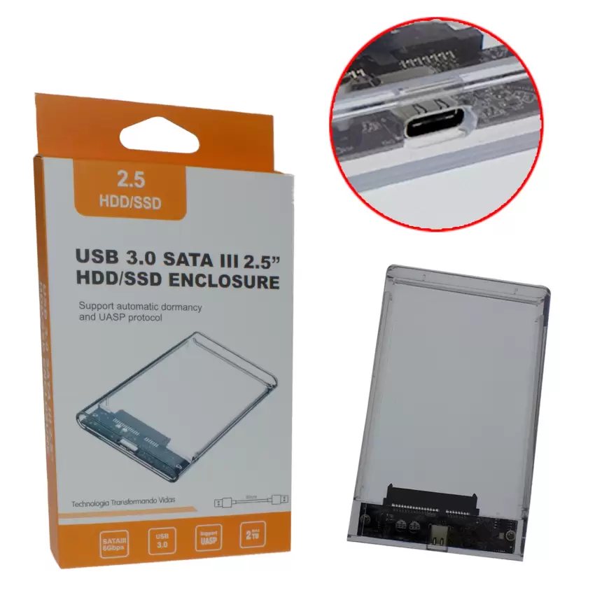 2.5 Şeffaf Sata Type-C 3.1 Harici HDD - SSD USB-C External Harddisk Kutusu