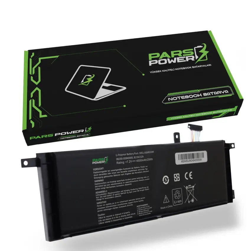 Asus X453S, X503S, X553M Notebook Batarya - Pil (Pars Power)