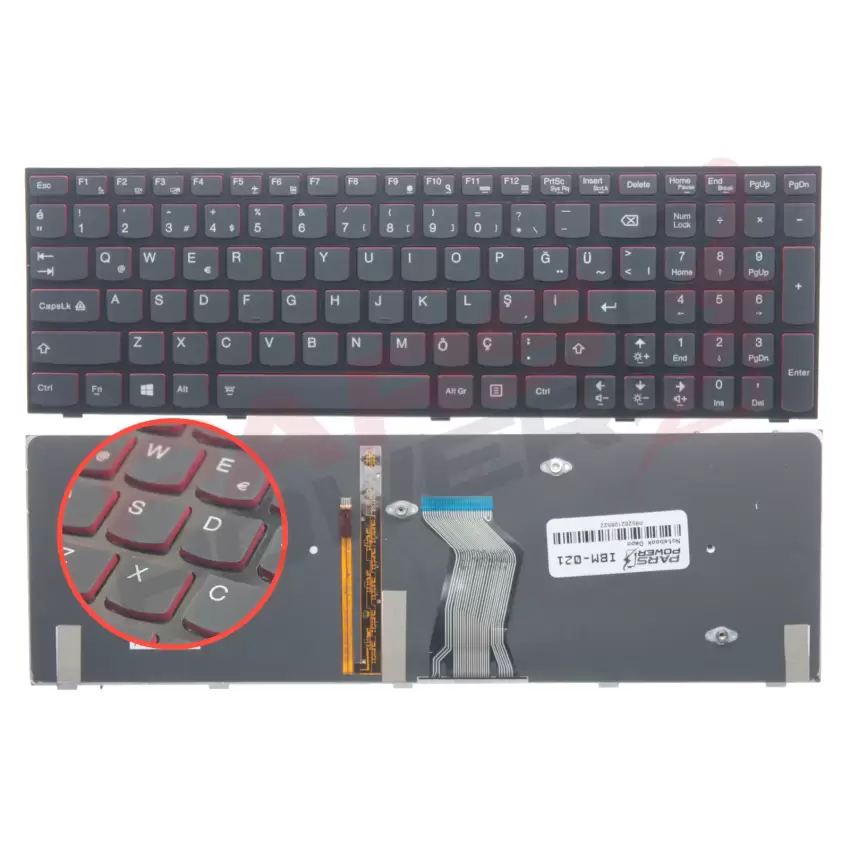Lenovo ideaPad Y510P Type 20217 Klavye Işıklı (Siyah TR)