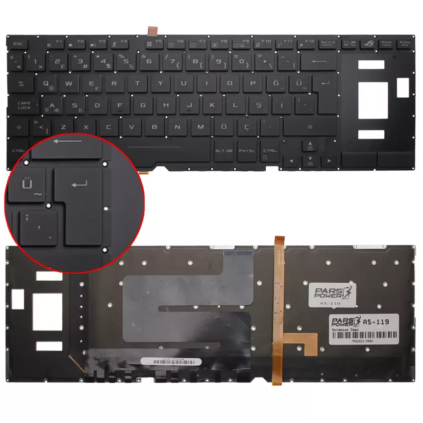 Asus Rog Zephyrus S GX531GW-AB76, GX531Gw-Ah76 Klavye Işıklı (Siyah TR)
