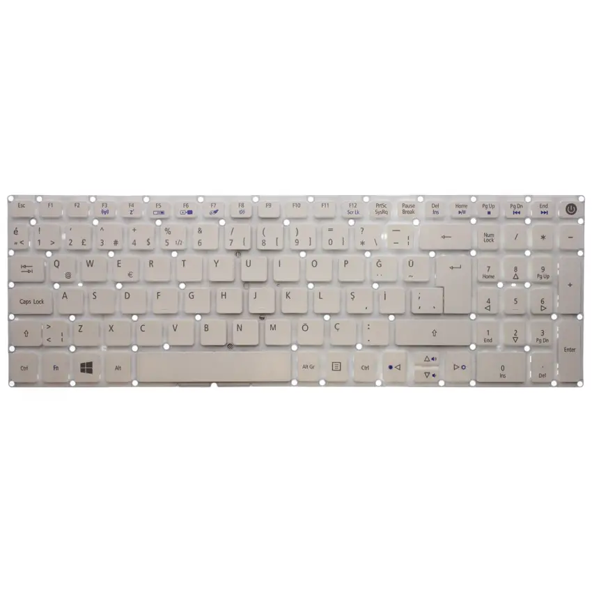 Acer Aspire 5 A515-51-893M, A515-51-89ED Notebook Klavye (Beyaz TR)