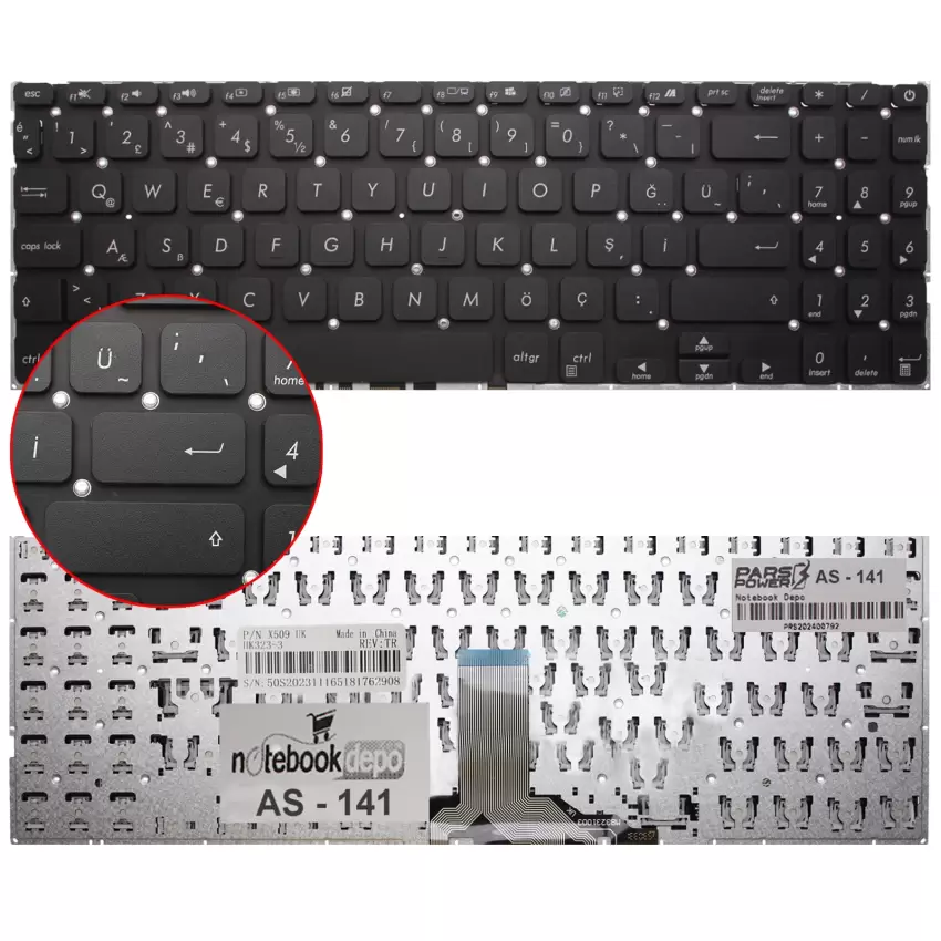 Asus X509Ja-Bq084, X509Ja-Bq084T Klavye (Siyah TR)