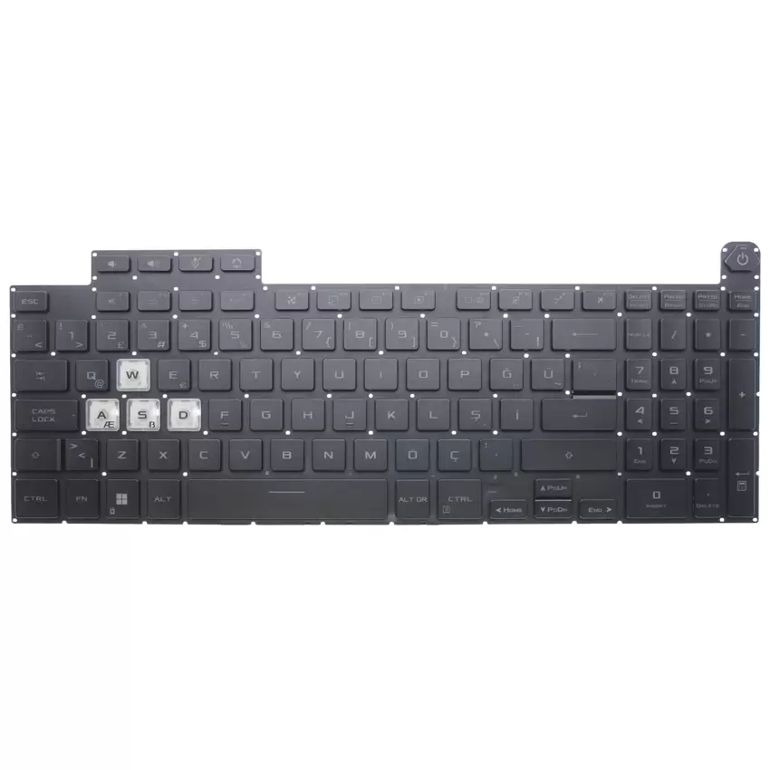 Asus Tuf Gaming A15 FA507NU-LP103W Klavye RGB Işıklı (Siyah TR)
