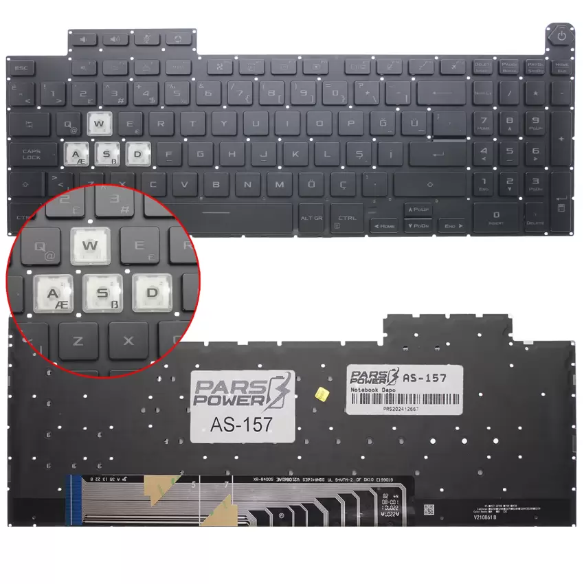 Asus Tuf Gaming A15 FA507NVR-LP017W Klavye RGB Işıklı (Siyah TR)