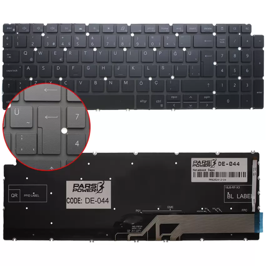 Dell Inspiron 7501, 15-7501, 15 7501 Klavye Işıklı (Siyah TR)