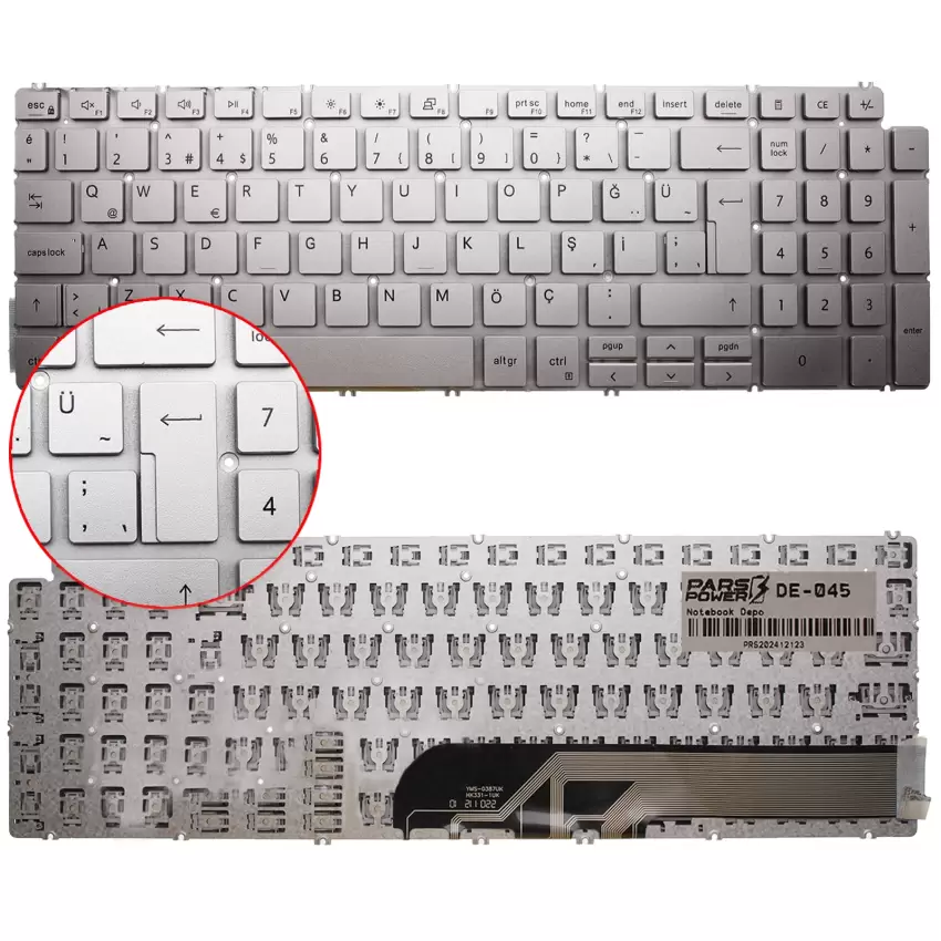 Dell Latitude P101F, P101F001, P101F002 Klavye (Gümüş TR)