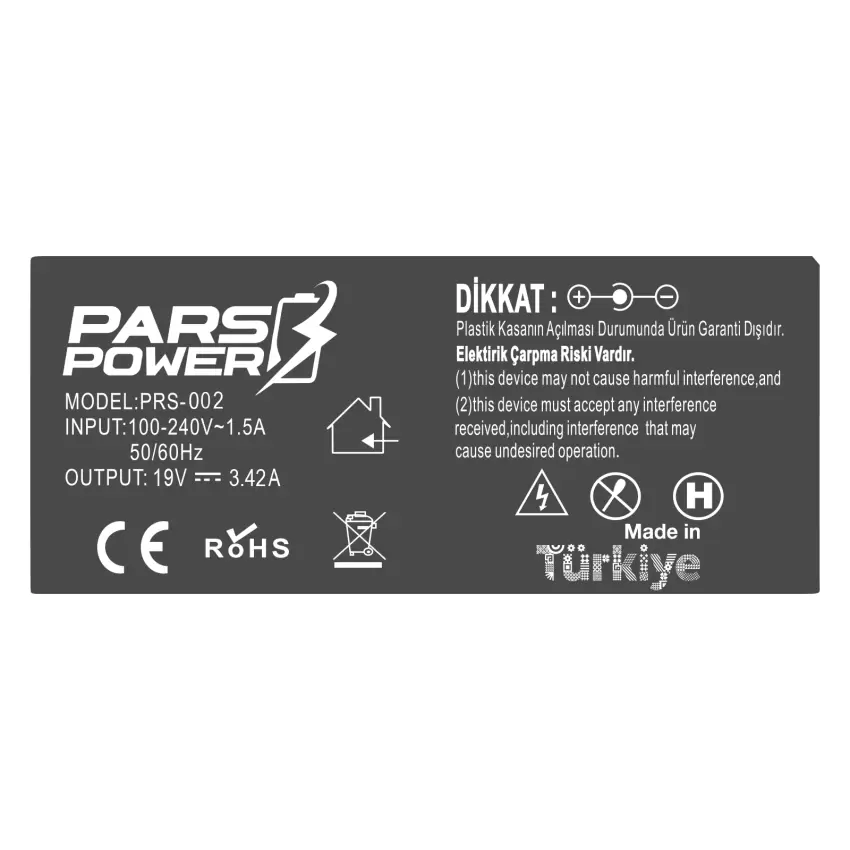 Standart 5.5x2.5 65W 19V 3.42A Adaptör Şarj Aleti-Cihazı (Pars Power)