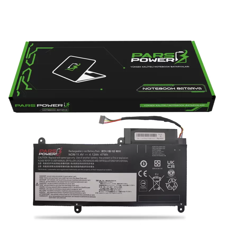 Lenovo 45N1752, 45N1753, 45N1756 Batarya - Pil (Pars Power)