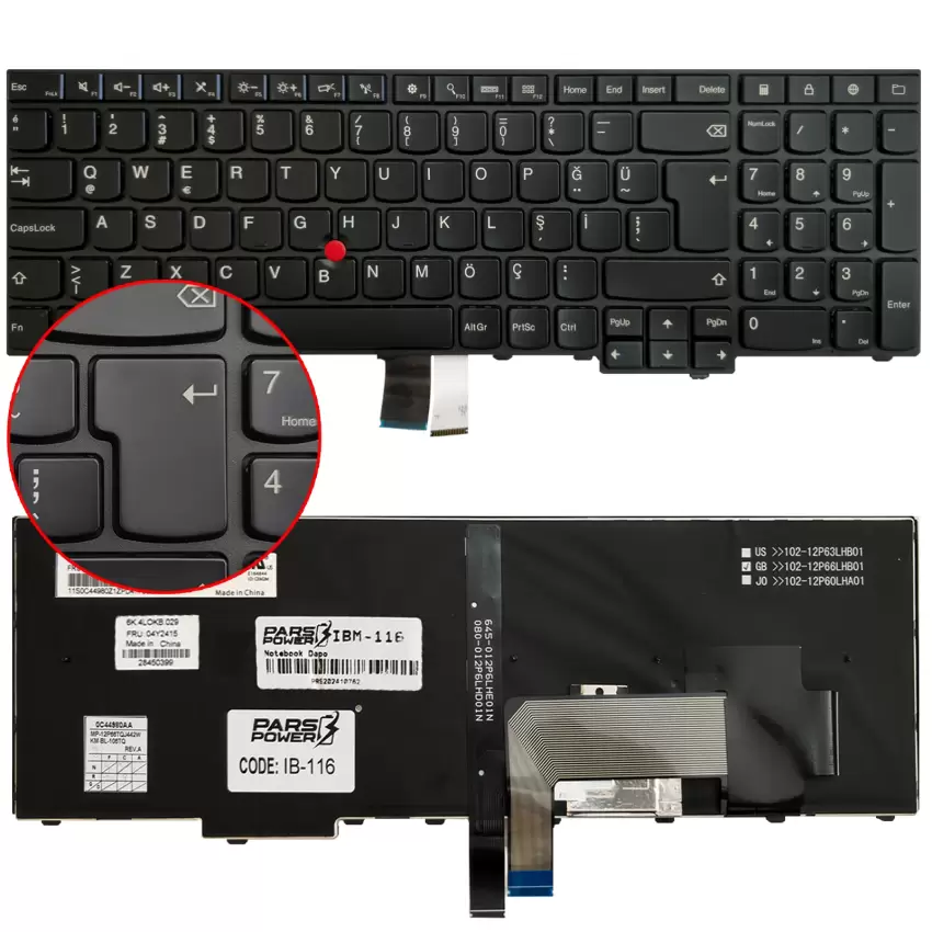 Lenovo Thinkpad W540 20BG, 20BH Notebook Klavye Işıklı (Siyah TR)