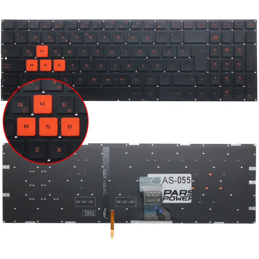 Asus GL502VS-FY002TC, GL702VM-DB71 Klavye Işıklı (Siyah TR)