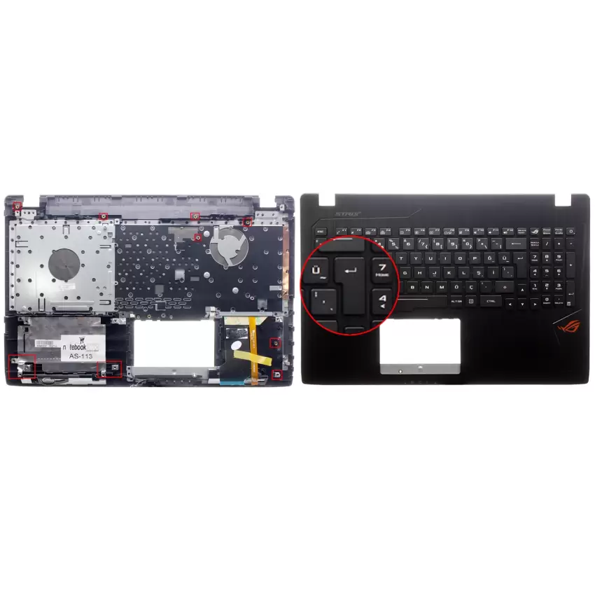 Asus ROG GL553VD-DM065T, FX553VE-DM416 Üst Kasalı Klavye (Siyah TR)