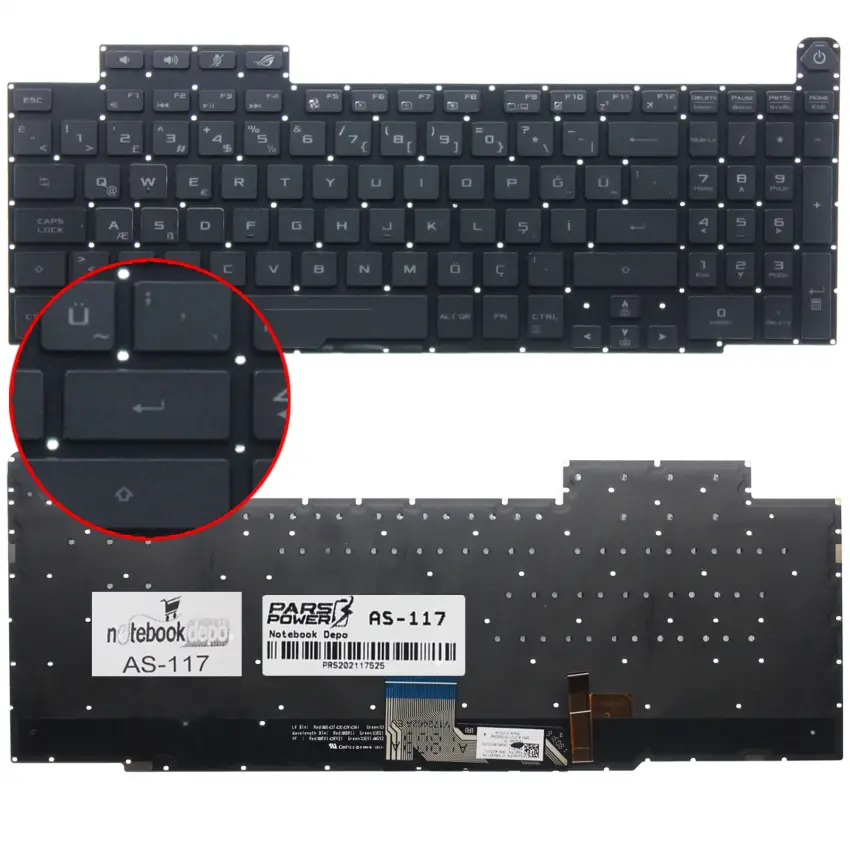 Asus ROG 0KN1-4L2TU11 REV:R1.0 TR Klavye Işıklı (Siyah TR)