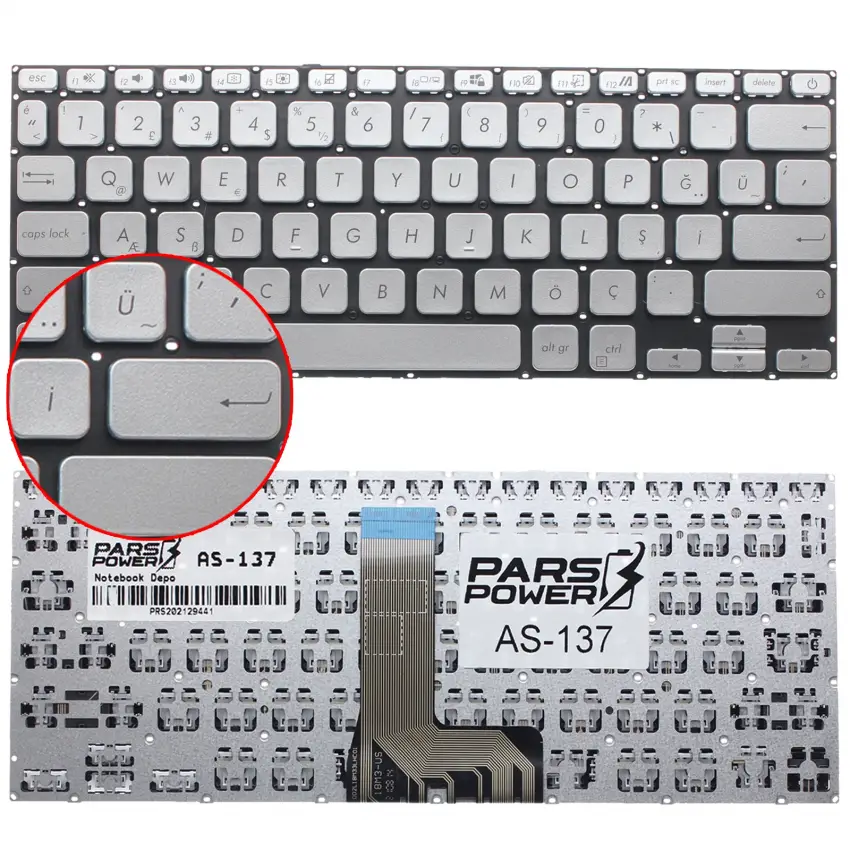 Asus VivoBook 14 90NB0QA2-R32TU0 Klavye (Gümüş TR)