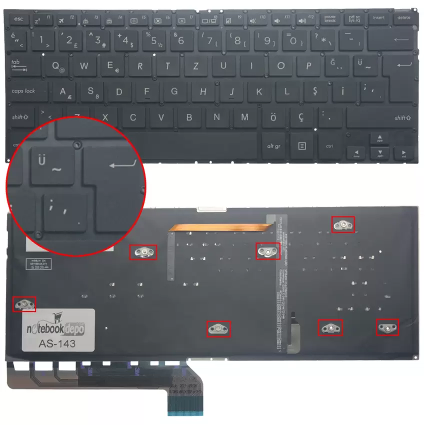 Asus ZenBook Flip UX360UAK-DQ264T Klavye Işıklı (Siyah TR)