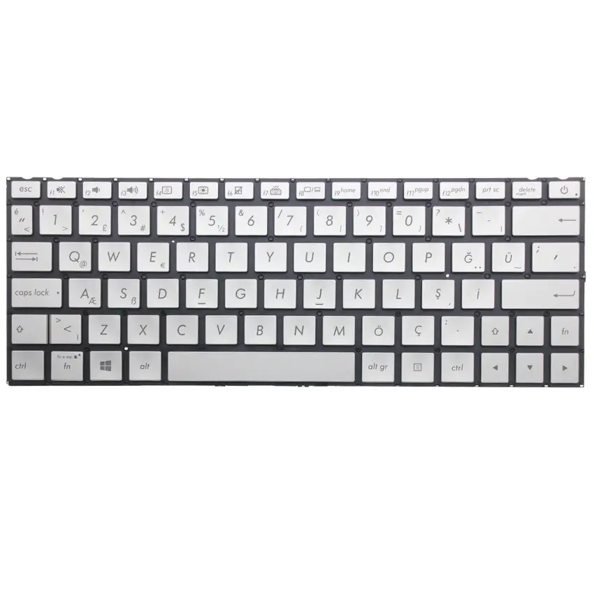 Asus ZenBook 13 UX333, UX333F Klavye Işıklı (Gümüş TR)