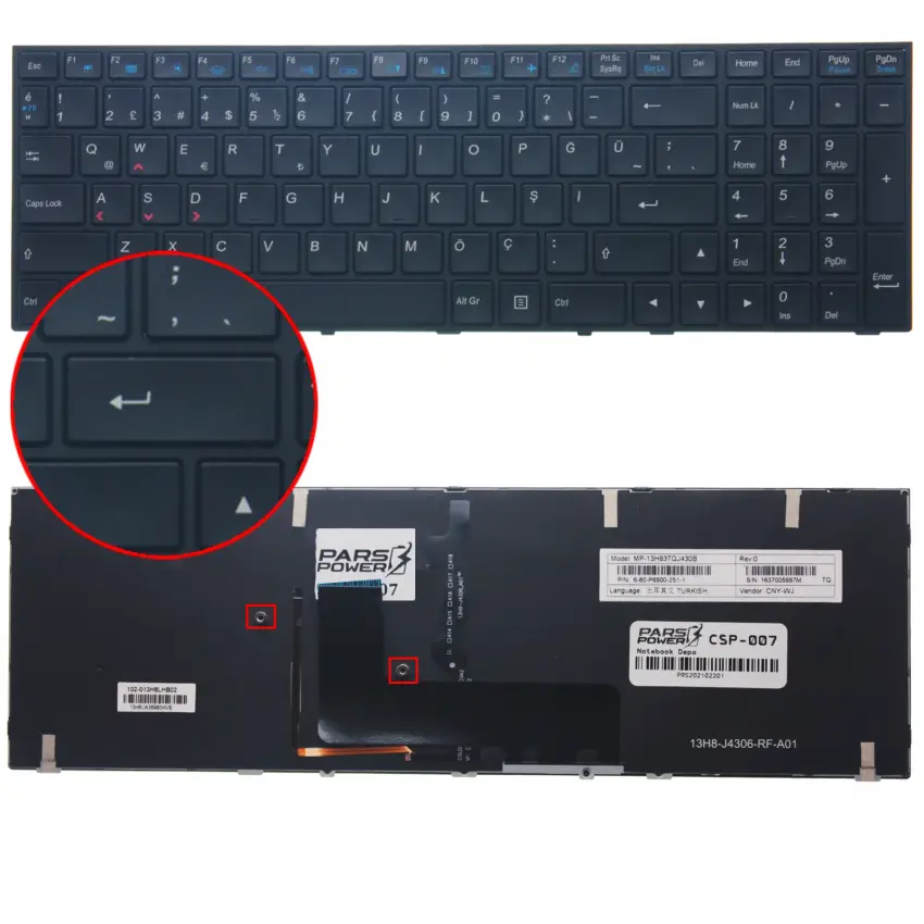 Monster Abra A7 V6.1.3 Uyumlu Notebook Klavye Işıklı (Siyah TR)